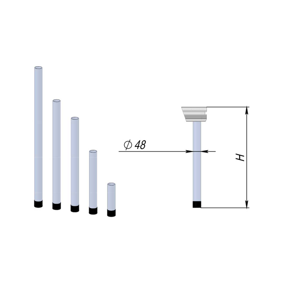 Опора круглая Ø48 для алюминиевого подиума