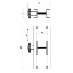 Стальная оцинкованная струбцина для соединения двух квадратных опор 60х60 мм подиума ALU
